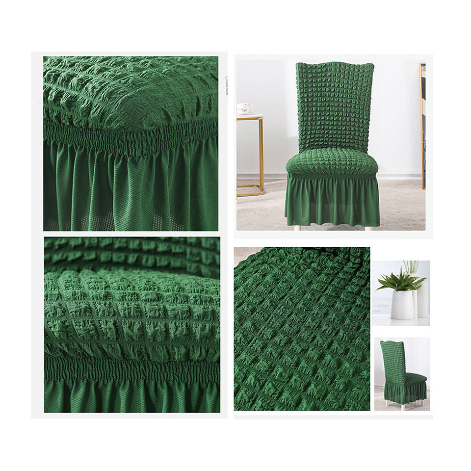 SOGA 2X Dark Green Chair Cover Seat Protector with Ruffle Skirt Stretch Slipcover Wedding Party Home Decor