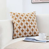 SOGA 45cm Brown Checkered Chain Jacquard Square Pillow Decorative Cushion for Living Room