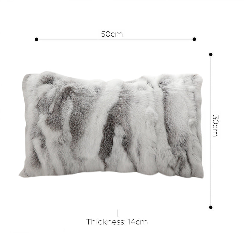 SOGA 30cm Throw Pillow Floral Gray Rabbit Fur Lumbar Warm Cozy Decorative Cushion Home Decor