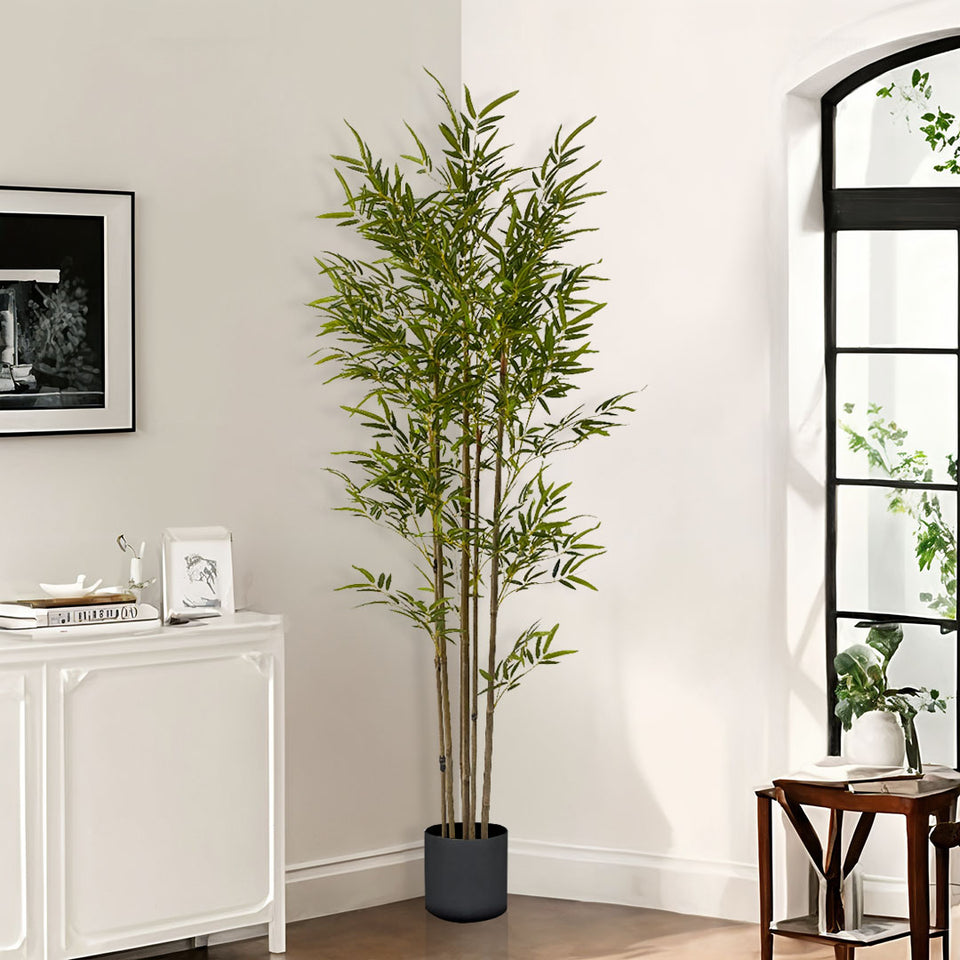 SOGA 180cm Lucky Bamboo Tree Bambusa Vulgaris Artificial Plant w/ 7 Branches Home Accent Decor