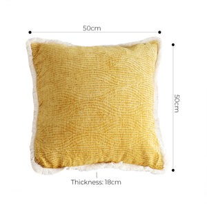 SOGA 50cm Throw Pillow Turmeric Yellow Aesthetic Chenille Texture for Home Decor