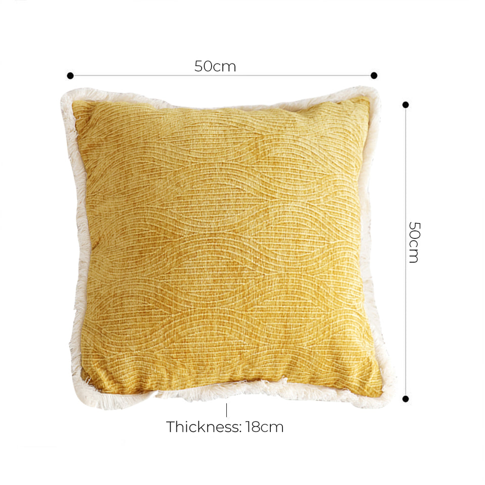 SOGA 50cm Throw Pillow Turmeric Yellow Aesthetic Chenille Texture for Home Decor