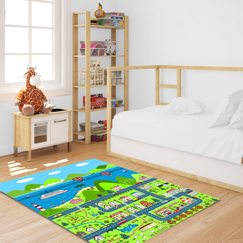 SOGA 2X 120cm Kids Rug Street Map Play Mat Educational Baby Theme Park Area Rugs