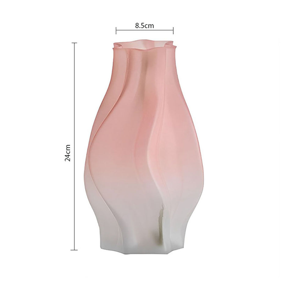 SOGA 25cm Pink Glass Vase Art Blown Hand Flower Tall Vintage Art Vases