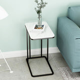 SOGA 2X 30x50x58cm White Ceramic Sofa Side Square Mini Table w/ Black Metal Legs