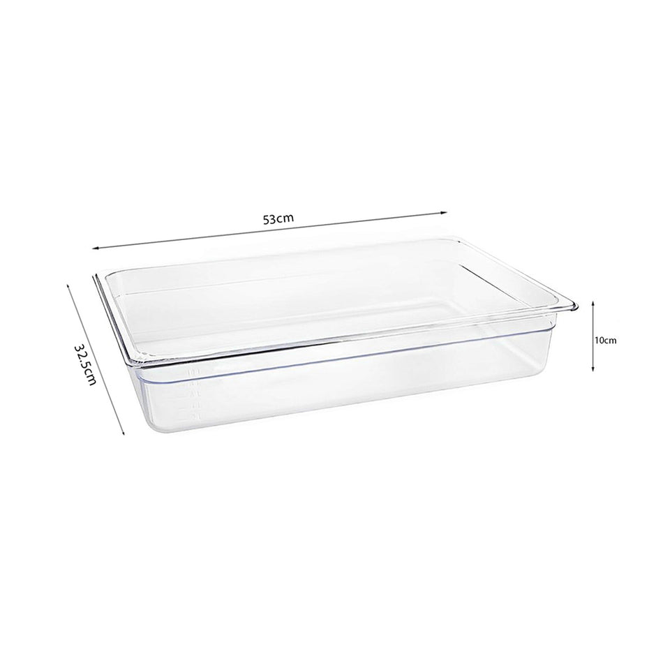 SOGA 100mm Clear Gastronorm GN Pan 1/1 Food Tray Storage Bundle of 4 with Lid