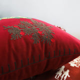 SOGA 45cm Burgundy Red Throw Pillow with Three Embroidered Christmas Trees Festive Holiday Square Cushion Home Decor