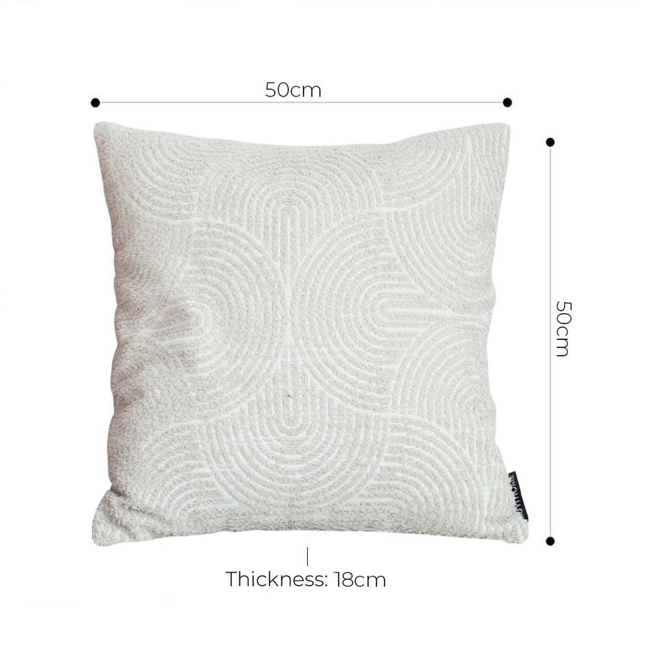 SOGA 50cm Throw Pillow Off White Lumbar Embroidered Decorative Cover Stitch for Home Decor