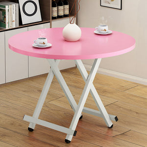 SOGA 2X Pink Dining Table Portable Round Surface Space Saving Folding Desk Home Decor