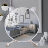 SOGA 40cm White Smart Makeup Bedroom Table Mirror Cat Ear Style No LED Light