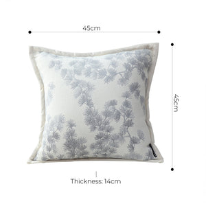 SOGA 45cm Throw Pillow Cream White Wide Border with Branch and Pine Needle Design Pattern Home Decor