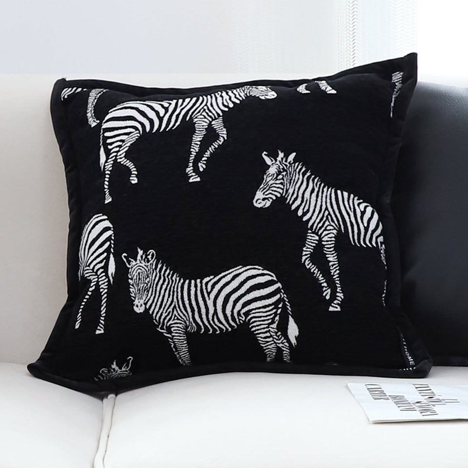 SOGA 45cm Black Light Luxury Zebra Cushion Decorative Square Pillow Living Room Home Decor