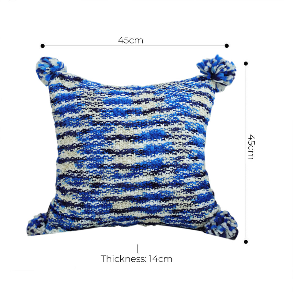 SOGA 45cm Throw Pillow Deep Sea Blue Gradient Dyed Decorative Soft Square for Couch or Bed