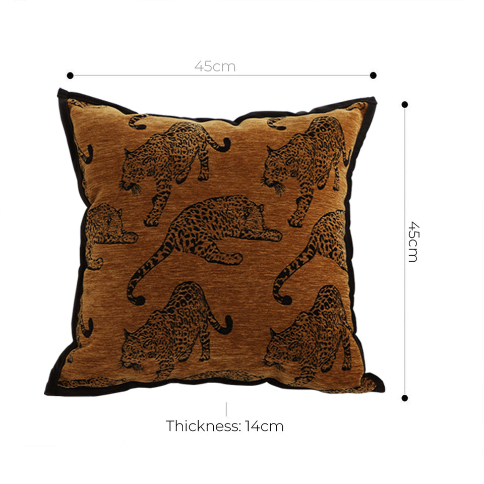 SOGA 45cm Throw Pillow Dark Brown Leopard Square Retro Decorative Cushion for Living Room