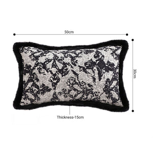 SOGA 30cm Vintage Black Pillowcase Set Black Herringbone Pattern Lumbar Throw Pillow