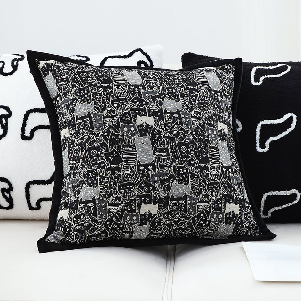 SOGA 45cm Throw Pillow Black Cat Paradise Wide Border Decorative Cushion for Living Room