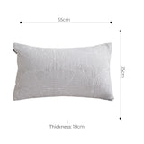 SOGA 35cm Throw Pillow Off White Lumbar Embroidered Decorative Cover Stitch for Home Decor