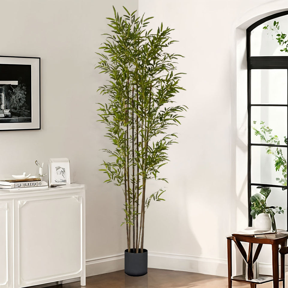 SOGA 210cm Lucky Bamboo Tree Bambusa Vulgaris Artificial Plant w/ 7 Branches Home Accent Decor