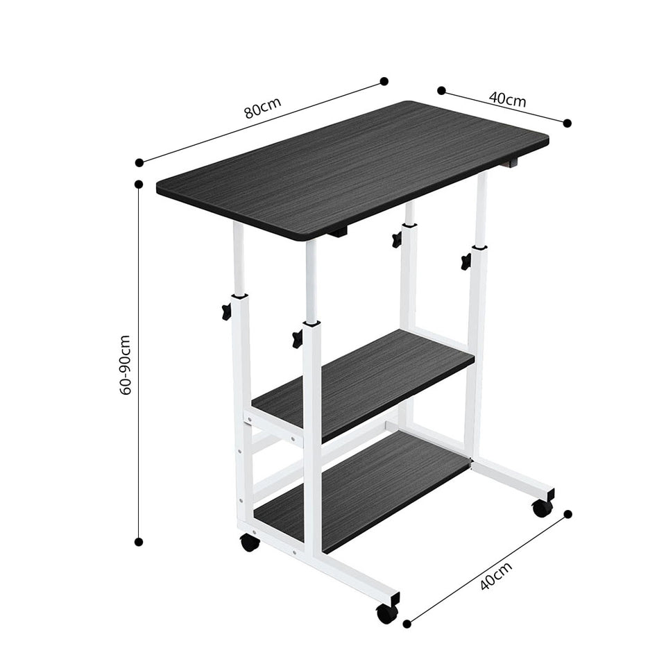 SOGA 2X 40x80cm Black Bedside Table Movable Bedroom Desk Student Computer Table