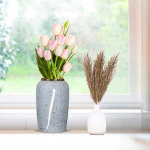 SOGA 30x19cm Grey Medium Ceramic Flower Vase Elegant Living Room Home Decor