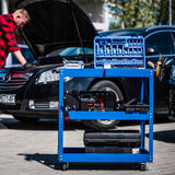 SOGA 2X  3 Tier Tool Storage Cart Portable Service Utility Heavy Duty Mobile Trolley Blue