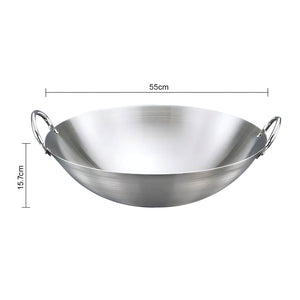 SOGA 55cm Stainless Steel Kitchen Cooking Wok with 2 Sturdy Handles