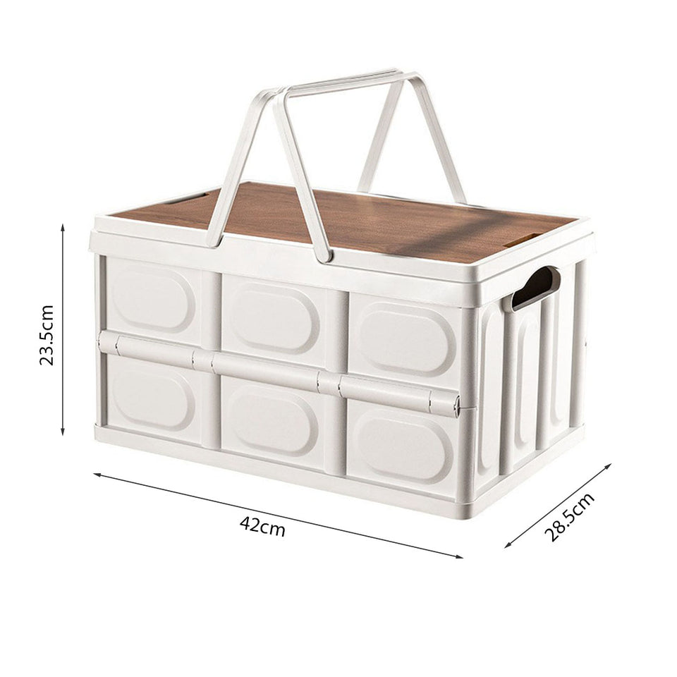 SOGA 30L White Car & Camping Foldable Storage Box Crate Stackable Container with Handle