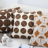 SOGA 45cm Brown Leather Square Pillow with 3D Circle Pattern Decorative Cushion for Living Room