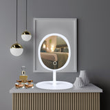 SOGA 26cm White Oval Smart LED Makeup Bedroom Table Vanity Mirror Tricolor Adjustable Light w/ 5x Magnification