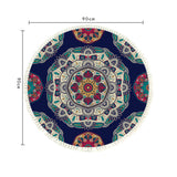 SOGA 2X 90cm Round Rug Bohemian Circle Area Rug with Bohemian Geometric Pattern Anti-slip Doormat Home Decor