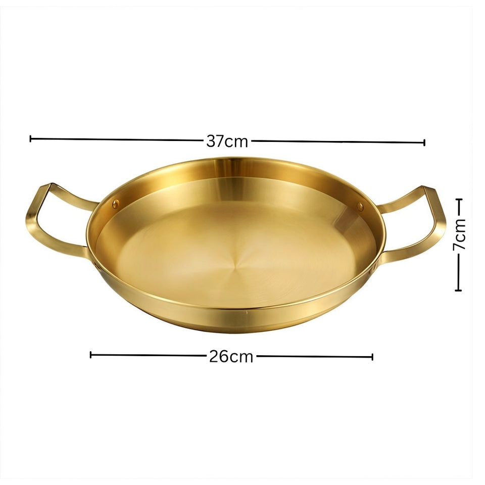 SOGA 26cm Dry Pot Gold Plated 202 Material Stainless Steel and Kitchen Essential