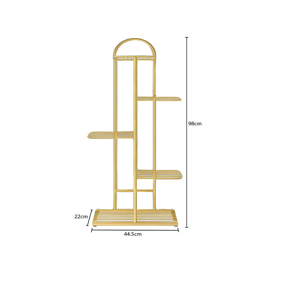 SOGA 5 Tier 6 Pots Gold Metal Plant Stand Flowerpot Display Shelf Rack Indoor Home Office Decor