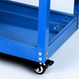 SOGA 2X 3 Tier Tool Storage Cart Portable Service Utility Heavy Duty Mobile Trolley with Hooks Blue