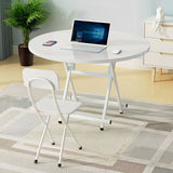 SOGA 2X White Dining Table Portable Round Surface Space Saving Folding Desk Home Decor