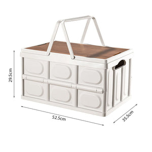 SOGA 52.5cm 55L White Car & Camping Foldable Storage Box Crate Stackable Container with Handle