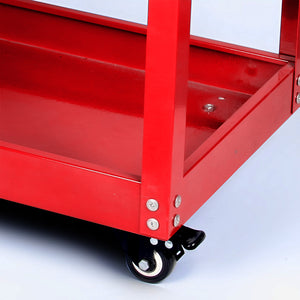 SOGA 2X 2 Tier Tool Storage Cart Portable Service Utility Heavy Duty Mobile Trolley Red