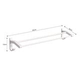 SOGA 62cm White Wall-Mounted Double Pole Towel Holder Bathroom Organiser Rail Hanger with Hooks