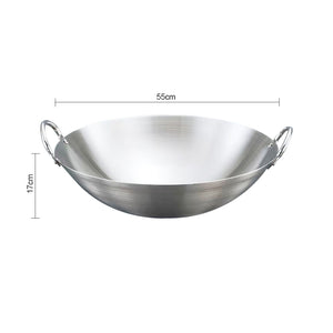 SOGA 55cm Stainless Steel Kitchen Cooking Wok with 2 Sturdy Handles