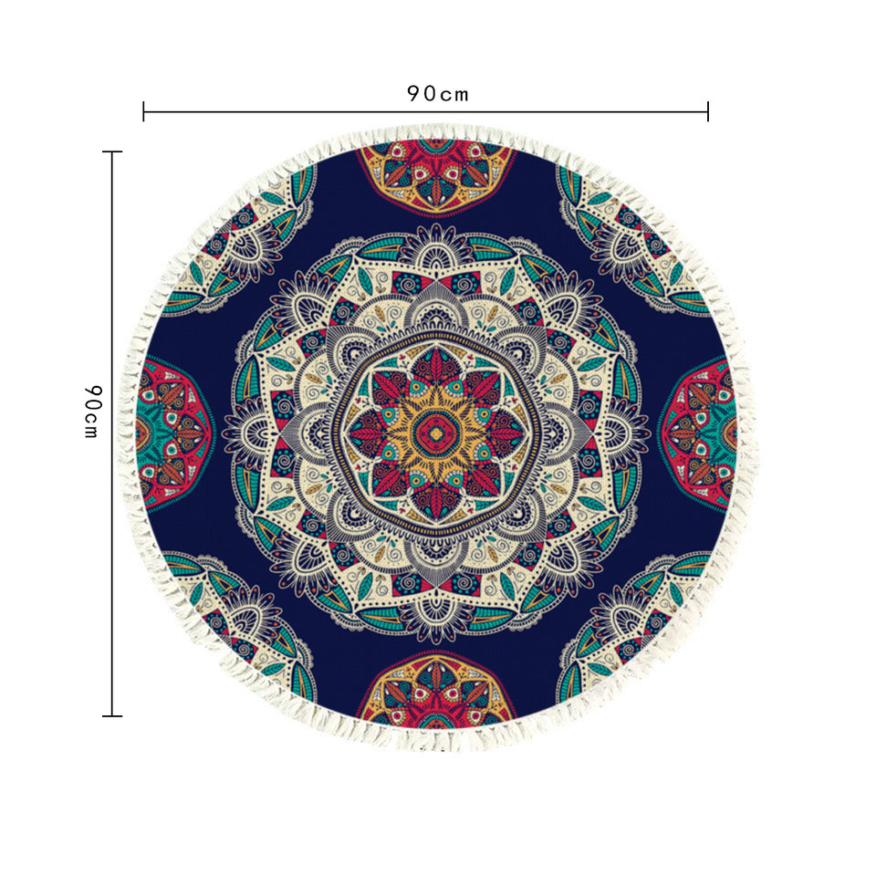 SOGA 90cm Round Rug Bohemian Circle Area Rug with Bohemian Geometric Pattern Anti-slip Doormat Home Decor