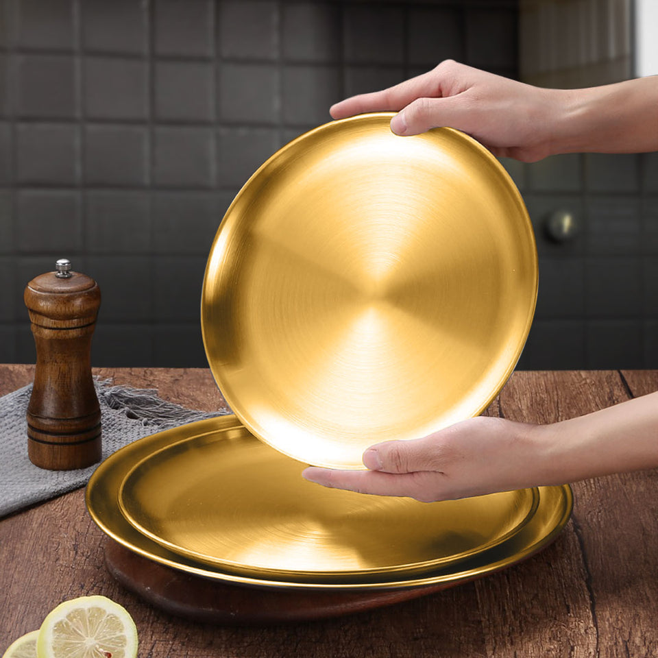 SOGA 20cm Premium Gold Grilling Plate Durable Heat Resistant Perfect for BBQs and Outdoor Cooking Kitchen Essential