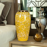 SOGA 35x17cm Yellow with White Mini Floral Large Ceramic Flower Vase Elegant Living Room Home Decor