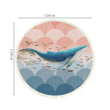 SOGA 120cm Round Tassels Whale Print Area Rugs Home Decor