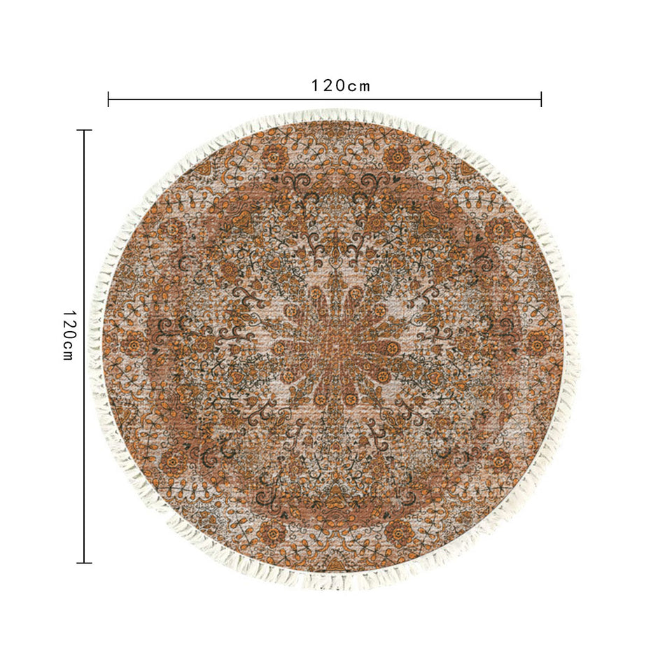 SOGA 2X 120cm Mandala Pattern Circle Area Rugs for Living Room Lounge Anti-slip Doormat Home Decor