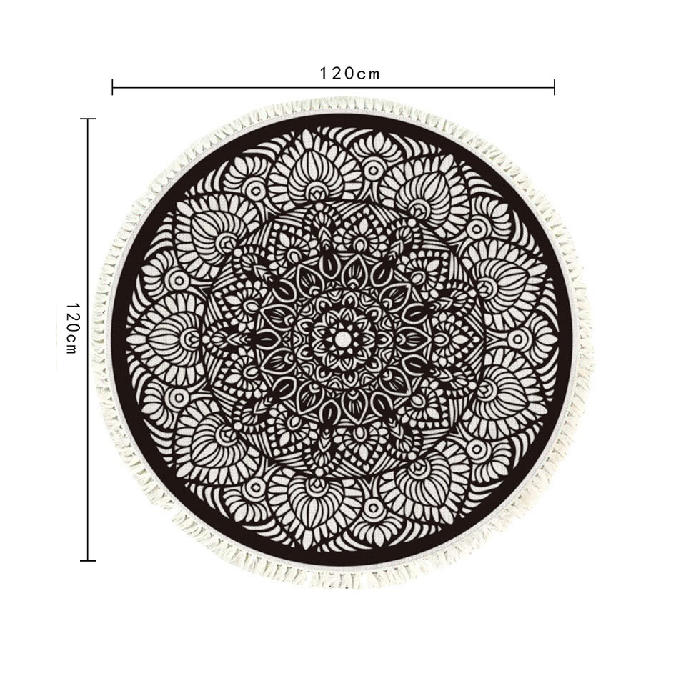 SOGA 2X 120cm Mandala Modern Ethnic Tassel Print Anti-slip Doormat, Home Decor