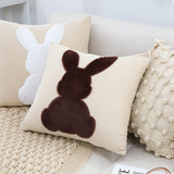 SOGA 45cm Throw Pillow Light Tan Square Cushion with Soft Coffee Bunny Design Decorative Home Decor