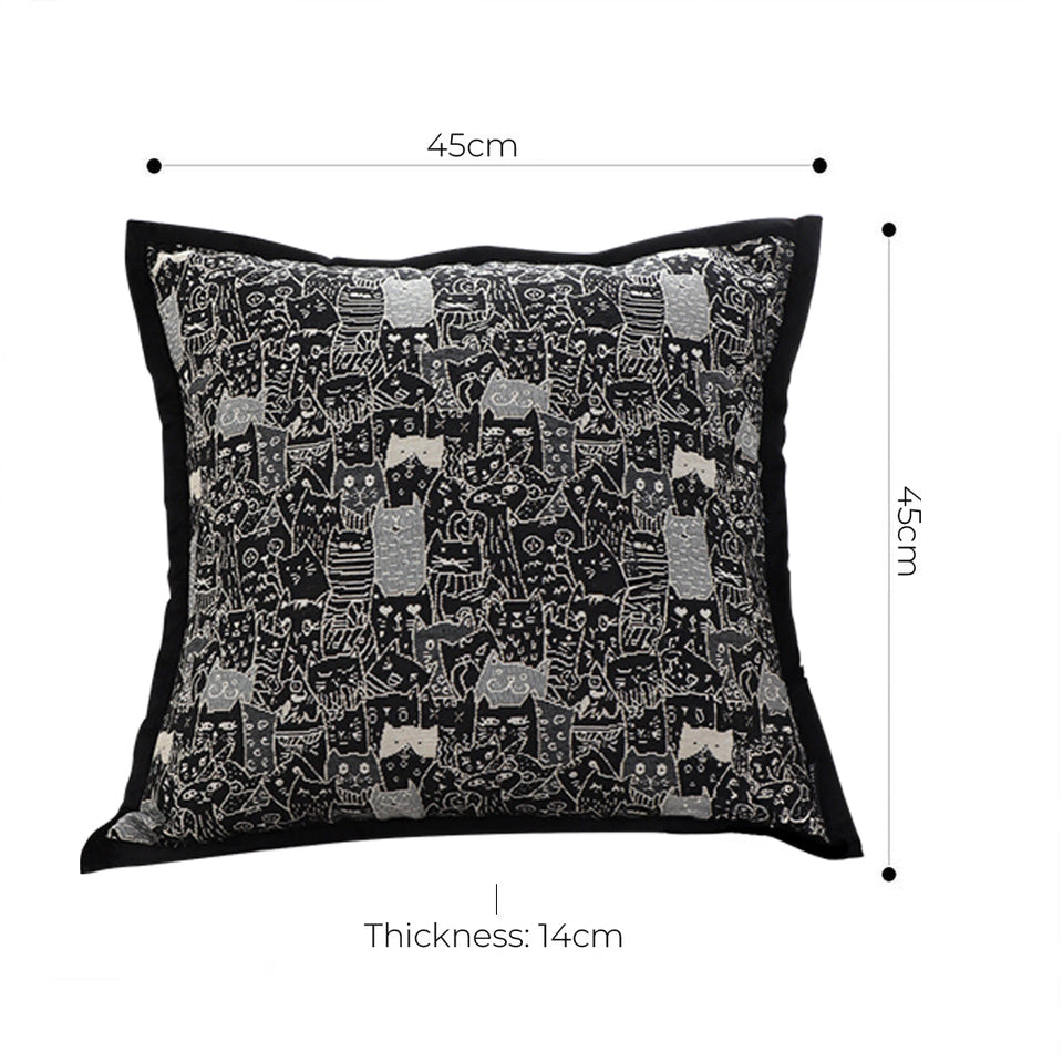 SOGA 45cm Throw Pillow Black Cat Paradise Wide Border Decorative Cushion for Living Room