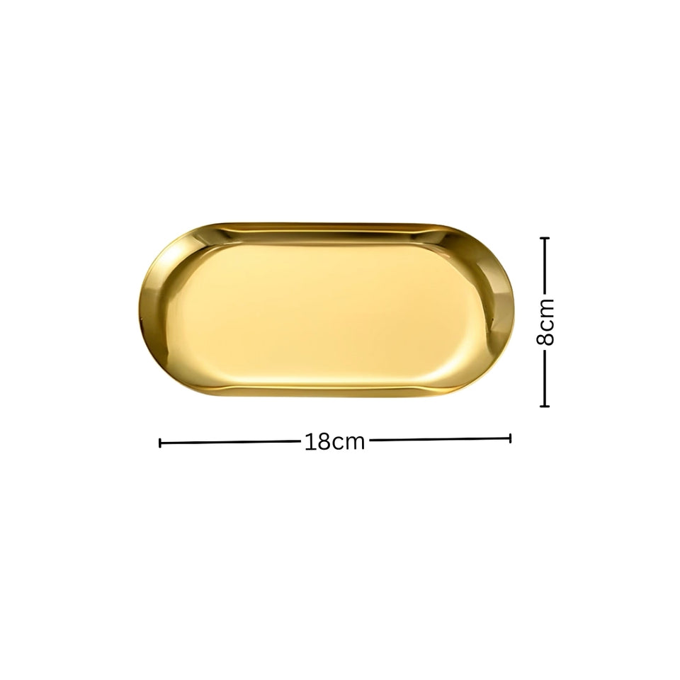 SOGA Gold Nordic Oval Plate Set Small, Medium, and Large for 3 Pieces Kitchen Essentials