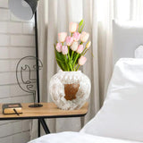 SOGA 21x22cm Gradient White Small Ceramic Flower Vase Elegant Living Room Home Decor