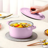 SOGA 2X 24cm Pink Cast Iron Ceramic Stewpot Casserole Stew Cooking Pot With Lid