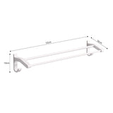 SOGA 52cm White Wall-Mounted Double Pole Towel Holder Bathroom Organiser Rail Hanger with Hooks